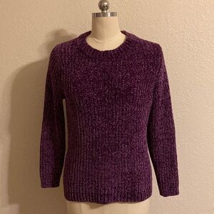 Talbots Deep Purple Chenille Knit Sweater